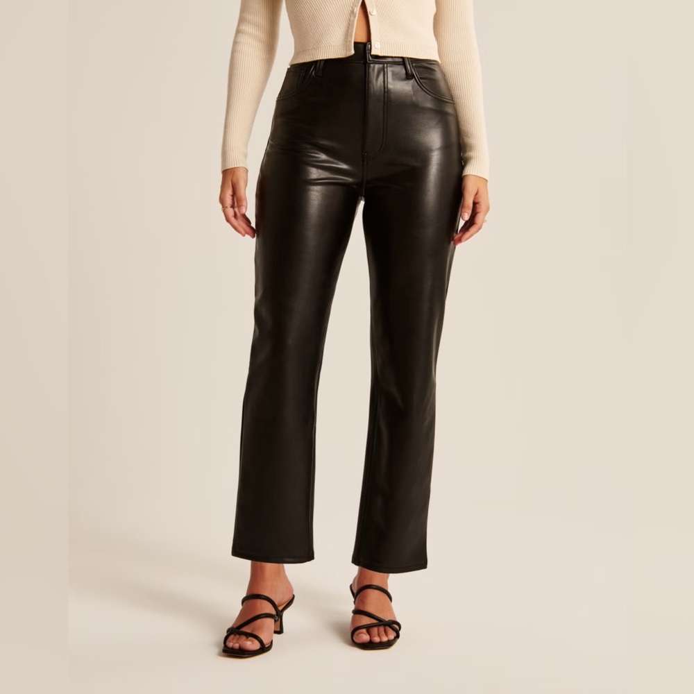 Abercrombie & Fitch Curve Love Leather Ankle straight ultra high rise sz 28 NWT